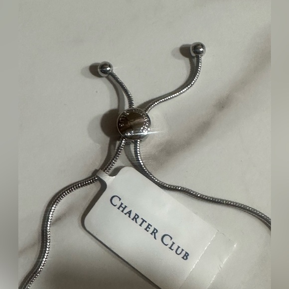 Charter Club Silver Tone Jonquil Crystal & Stone Slider Bracelet - Picture 2 of 2